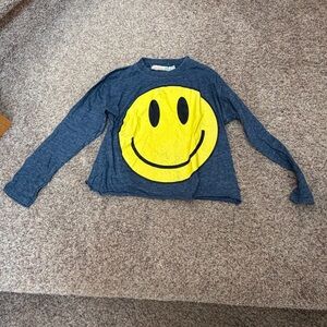 ⭐️EUC - Vintage Havana - Girls Blue Smiley Face Long Sleeve Shirt - XL (16)